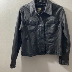 Women’s cute black leather jacket